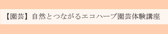 自然とつながるエコハーブ園芸体験講座|ヴィーナースメディカルハーブラボ 東京秋葉原校 オンライン校